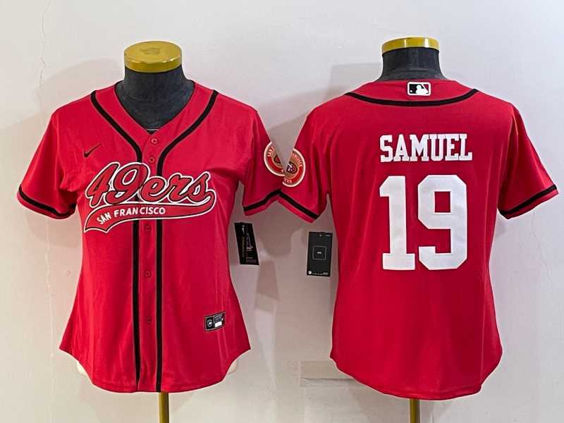 Womens San Francisco 49ers #19 Deebo Samuel Red With Patch Cool Base Stitched Baseball Jersey->women nfl jersey->Women Jersey